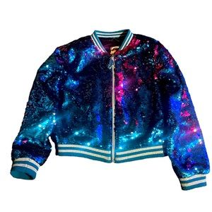 Girls Cinderella Blue Purple Sequin Jacket Size 5 Disney